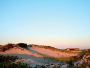 dunes and sky at Sandy Neck Beach in Barnstable , MA